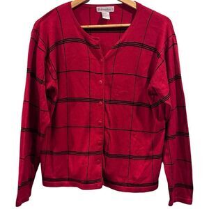 Dress Barn Red and black Button up cardigan Size Large
